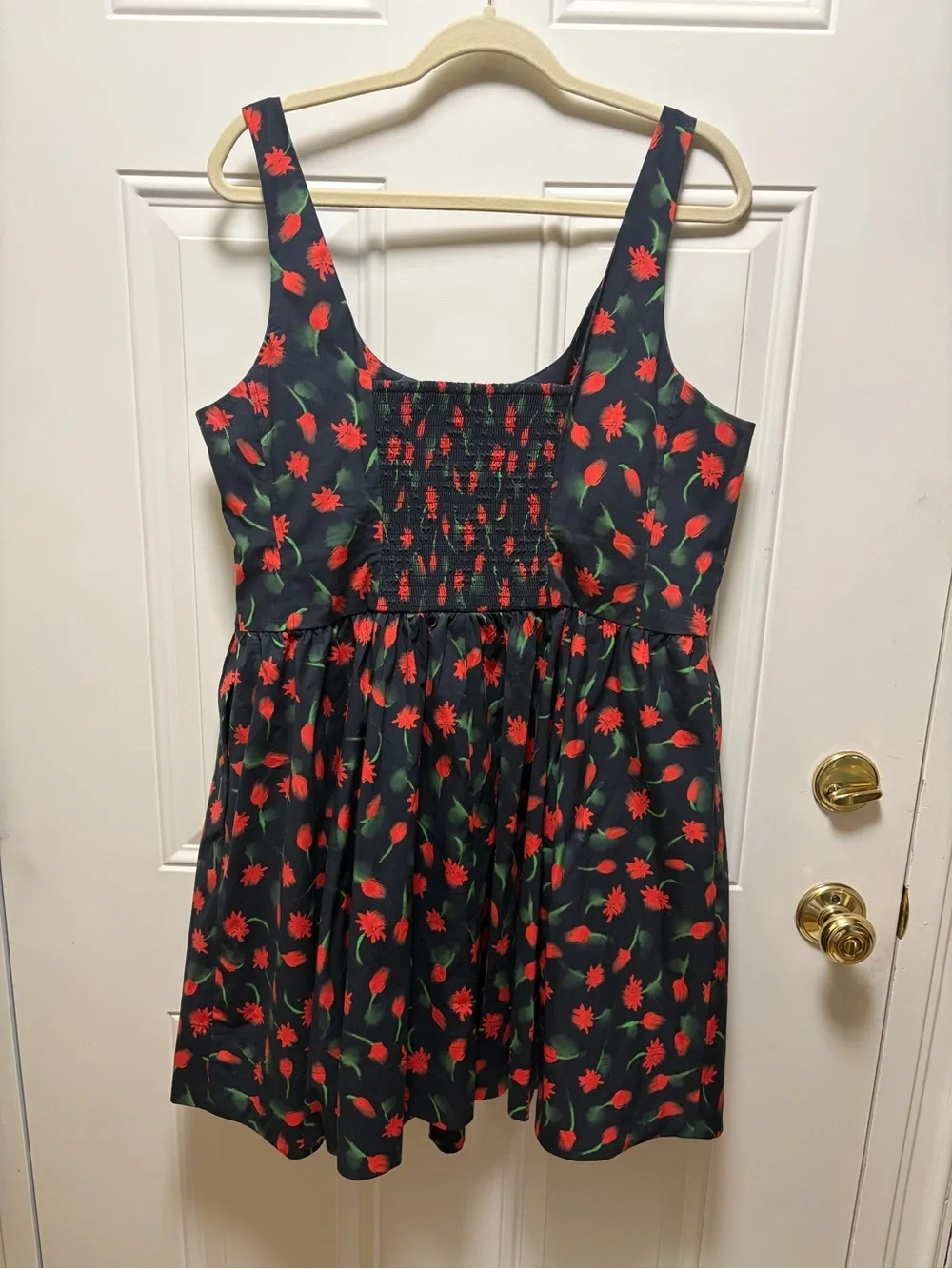 JCrew Black floral Fit and flare mini summer dress 16